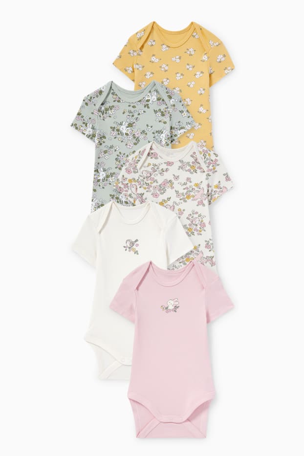 Bébés filles - Lot de 5 - fleurs et animaux - body pour bébé - vert menthe