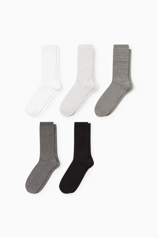 Uomo - Confezione da 5 - calzini da tennis - grigio
