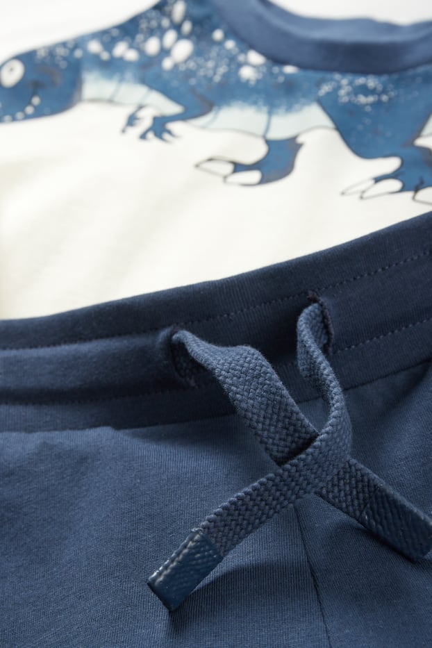 Kinder Jungen - Dino - Set - Kurzarmshirt und Shorts - 2 teilig - cremeweiß