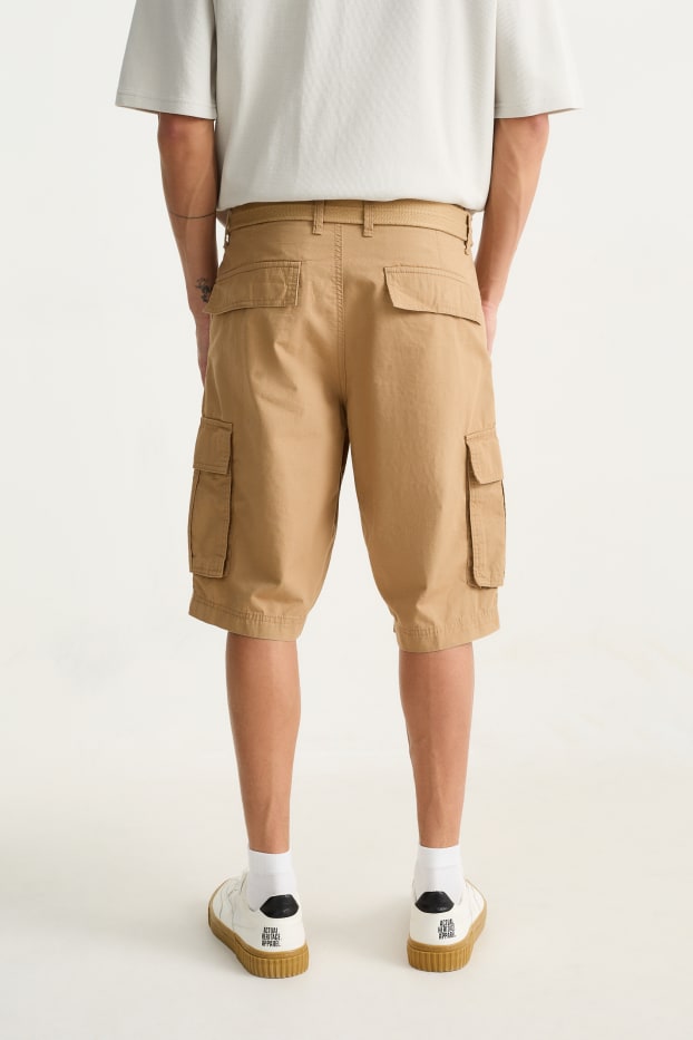 Herren - Cargoshorts mit Gürtel - hellbraun