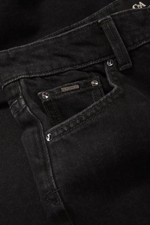 Women - Wide leg jeans - high waist - denim-dark gray