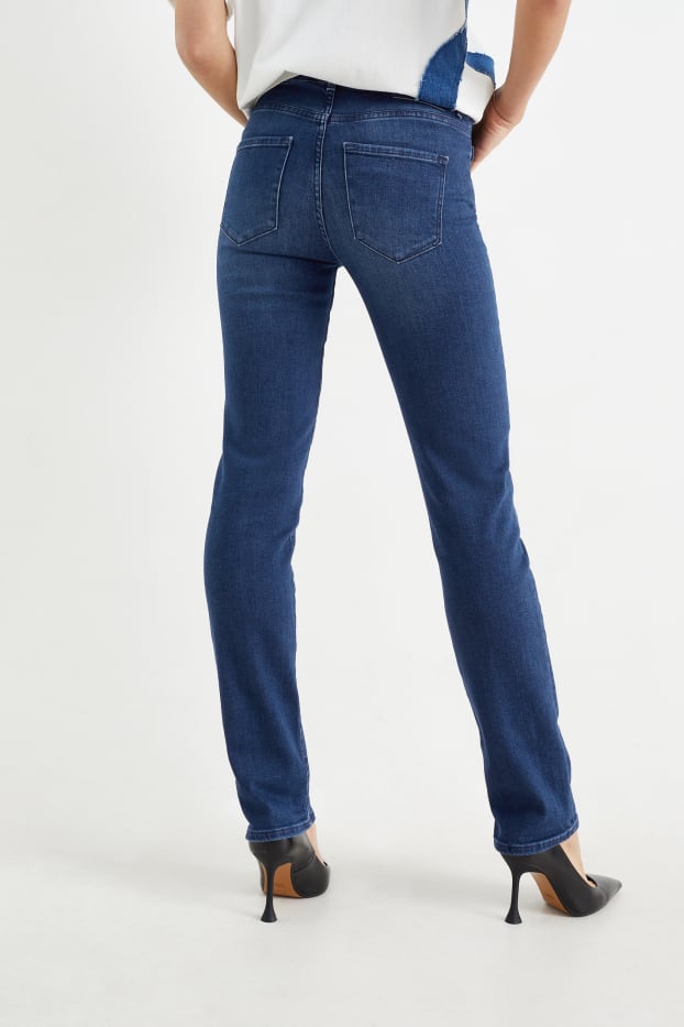 Women - Premium Denim by C&A - straight jeans - mid waist- LYCRA® - denim-dark blue