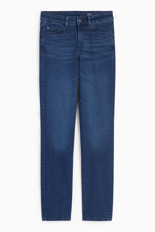 Women - Premium Denim by C&A - straight jeans - mid waist- LYCRA® - denim-dark blue