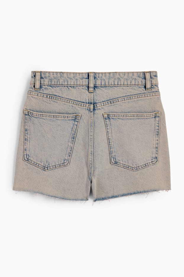 Damen - Jeans-Shorts - High Waist - helljeansgrau