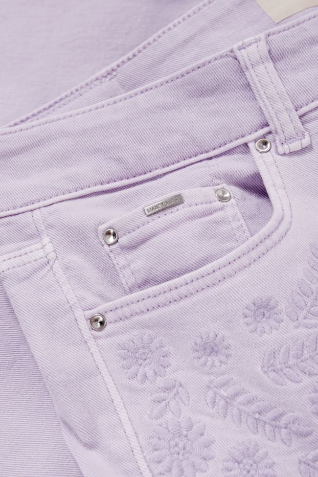 Women - Capri jeans - mid-rise waist - light violet
