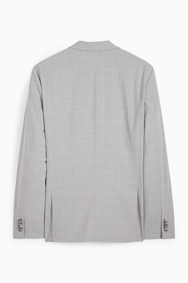Pánské - Oblekové sako - slim fit - Flex - kostkované - šedá
