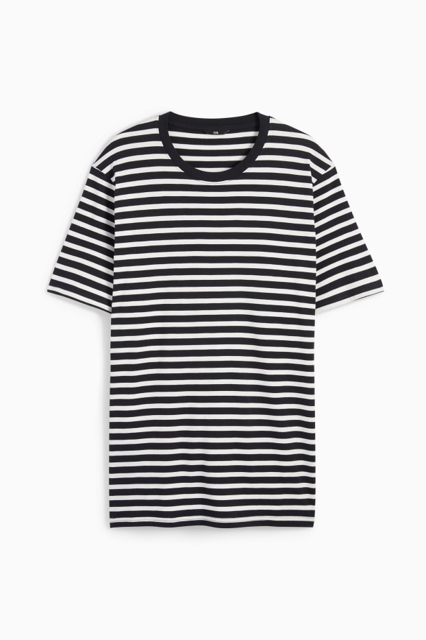 Herren - T-Shirt - gestreift - dunkelblau / cremeweiss