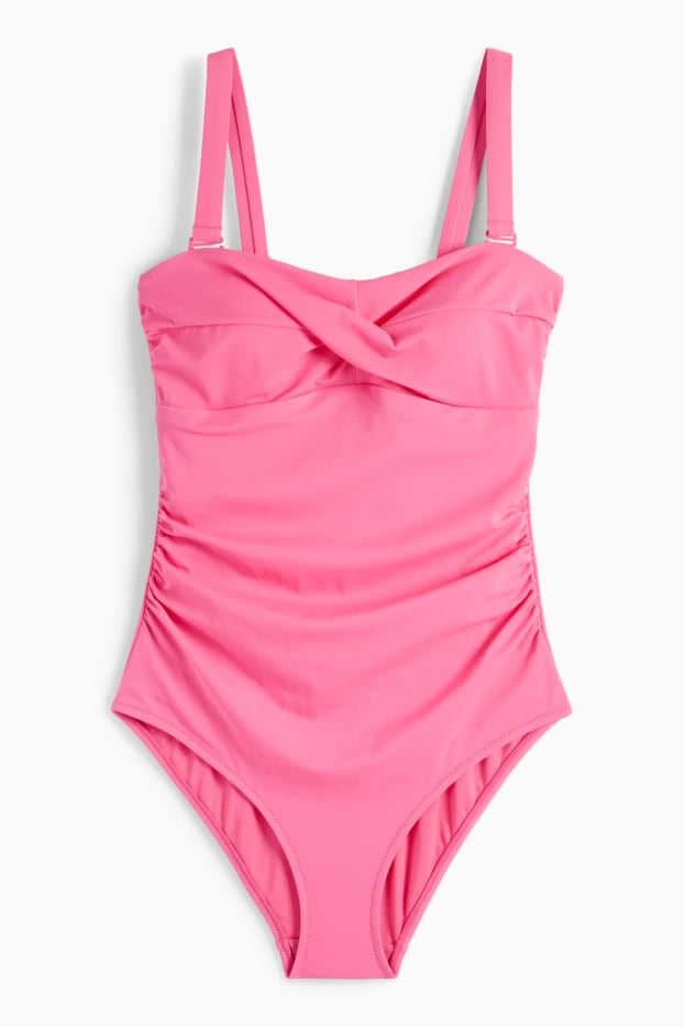 Dames - Badpak met plooiingen - voorgevormd - LYCRA® XTRA LIFE™ - fuchsiarood