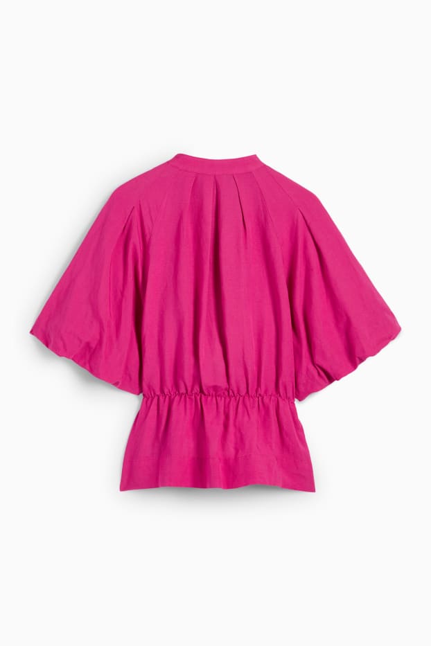 Women - Blouse - linen blend - pink