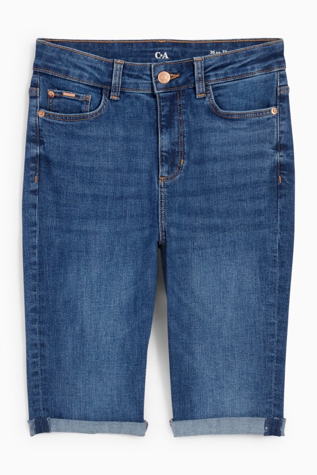 Damen - Jeans-Bermudas - Mid Waist - LYCRA® - jeansblau