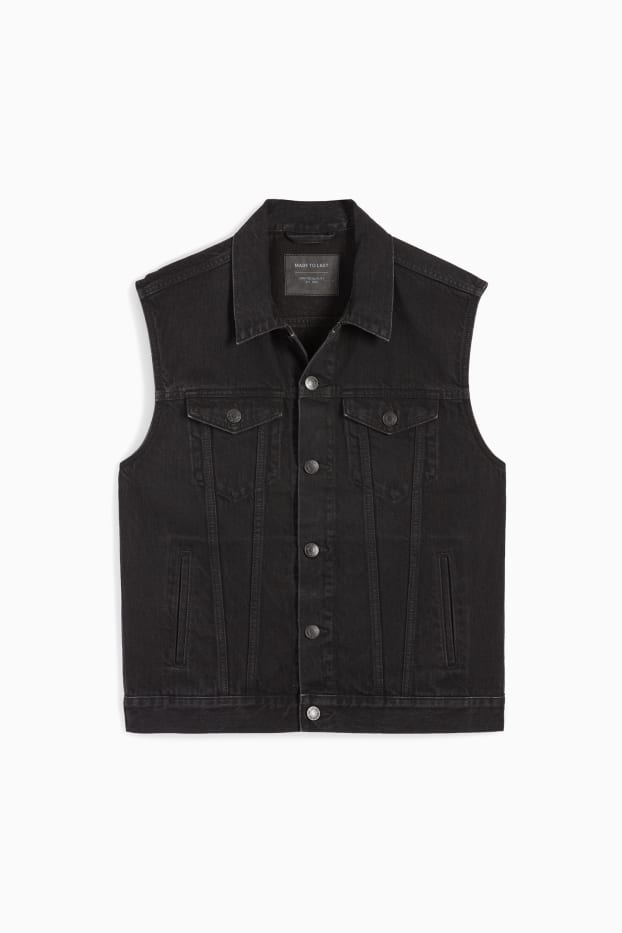 Men - Denim waistcoat - black