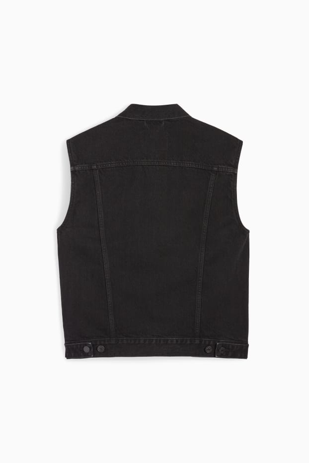Men - Denim waistcoat - black