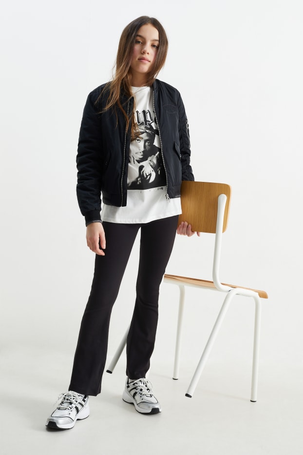 Children Girls - Flared leggings - black