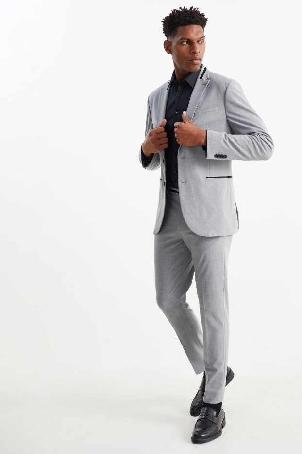 Hommes - Pantalon de costume - slim fit - Flex - LYCRA® - gris clair chiné