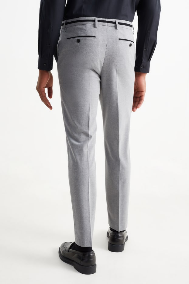 Hommes - Pantalon de costume - slim fit - Flex - LYCRA® - gris clair chiné