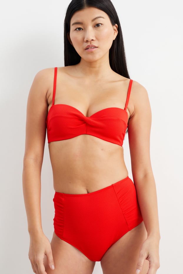 Femei - Top bikini cu armătură - bustieră - vătuit - roșu