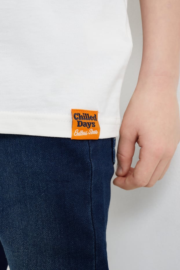 Kinder Buben - Tiger - Kurzarmshirt - cremeweiß