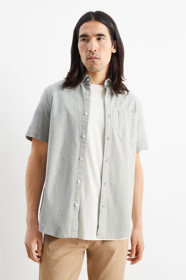 Men - Oxford shirt - regular fit - button-down collar - mint green