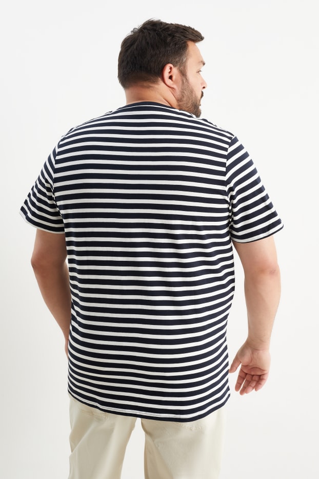 Herren - T-Shirt - gestreift - dunkelblau / cremeweiss
