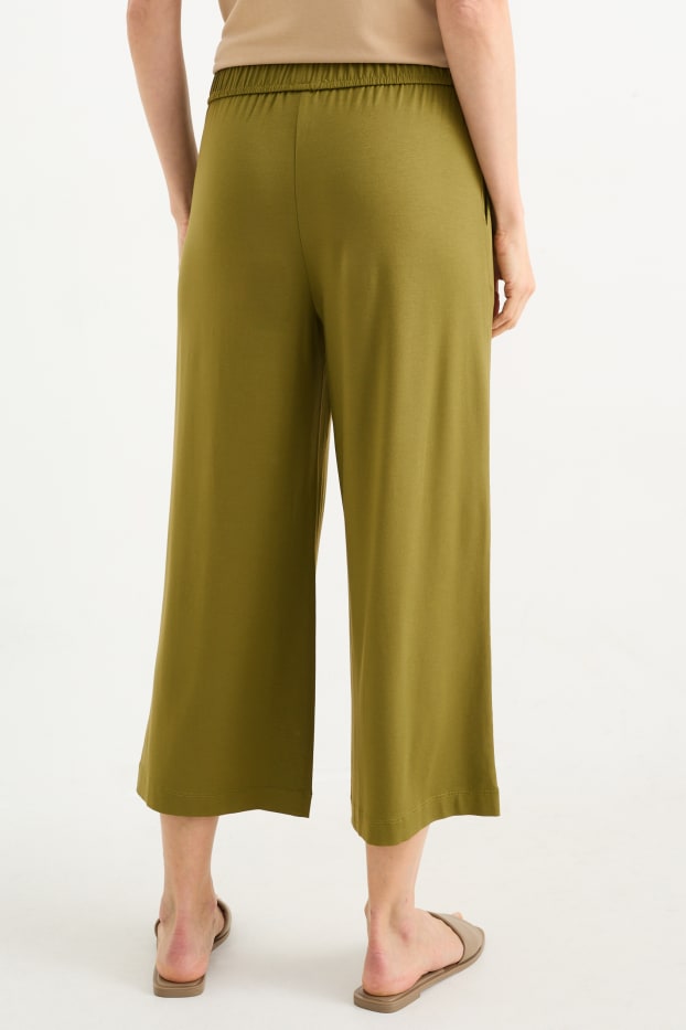 Dames - Basic jersey broek - straight fit - donkergroen