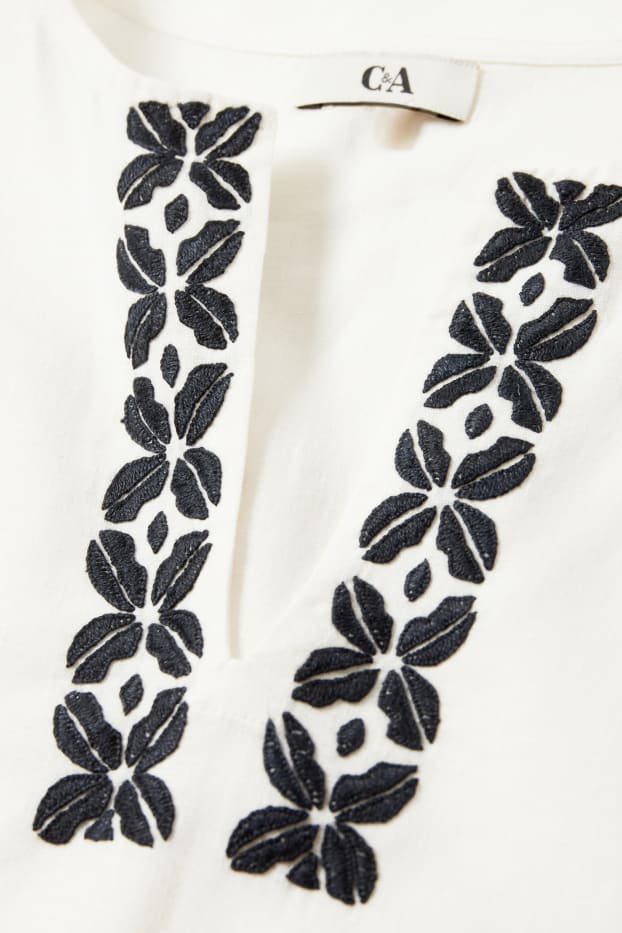 Damen - Rangsutra x C&A - Tunika-Kleid - Leinen-Mix - cremeweiss