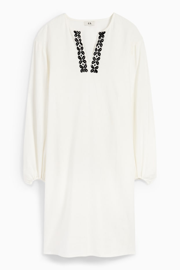 Damen - Rangsutra x C&A - Tunika-Kleid - Leinen-Mix - cremeweiss