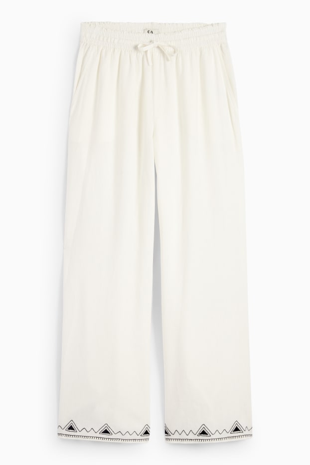 Dames - Rangsutra x C&A - pantalon - high waist - wide fit - crème wit
