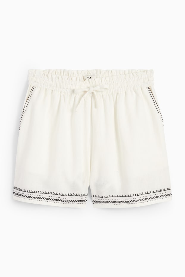 Dames - Rangsutra x C&A - shorts - mid waist - linnenmix - crème wit