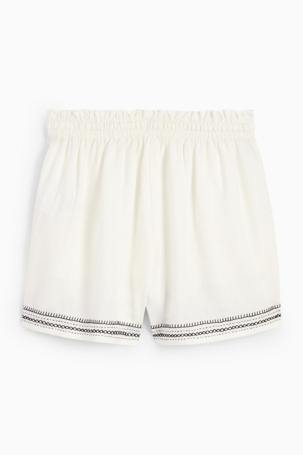 Dames - Rangsutra x C&A - shorts - mid waist - linnenmix - crème wit