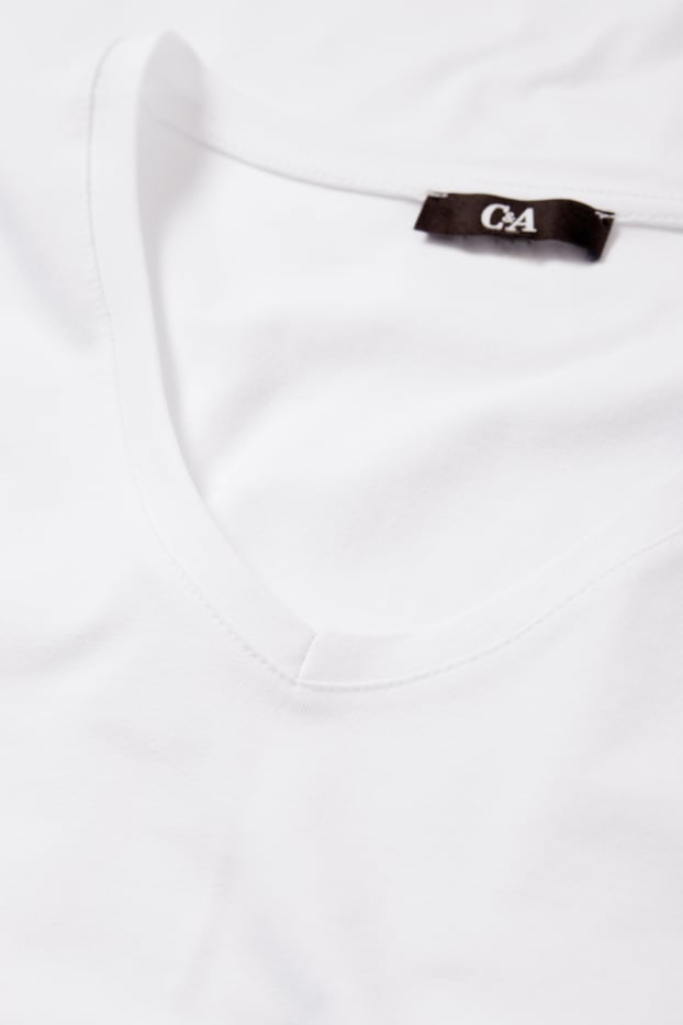 Damen - Multipack 2er - T-Shirt mit V-Ausschnitt - LYCRA® - weiß