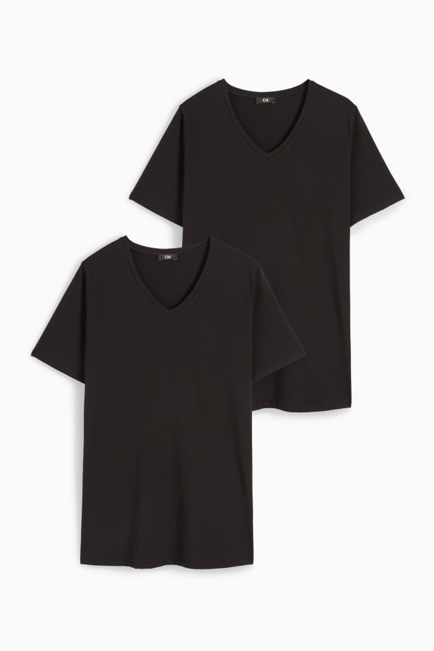 Femei - Multipack 2 buc. - tricou cu decolteu în V - LYCRA® - negru