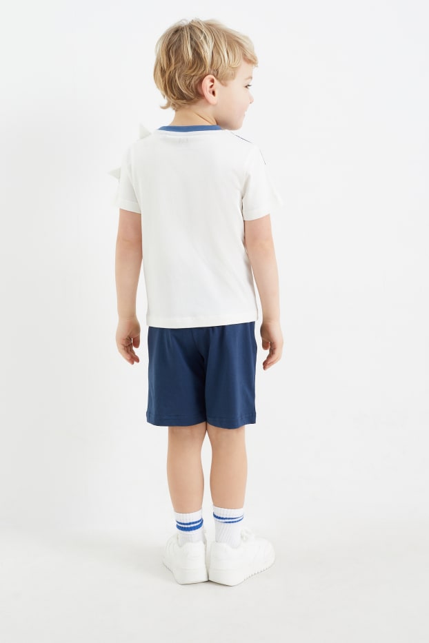 Kinder Jungen - Dino - Set - Kurzarmshirt und Shorts - 2 teilig - cremeweiß