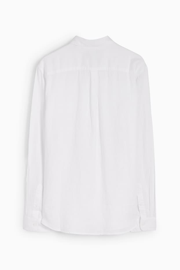 Men - Linen shirt - regular fit - Kent collar - white