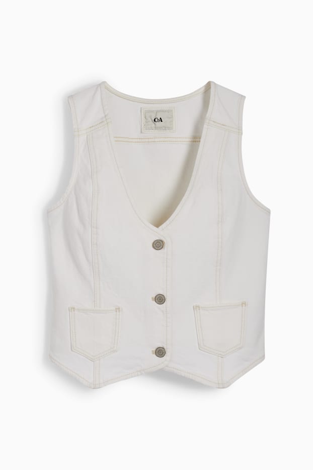 Femmes - Gilet sans manches en jean - blanc crème