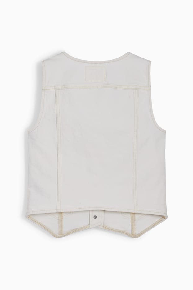 Femmes - Gilet sans manches en jean - blanc crème