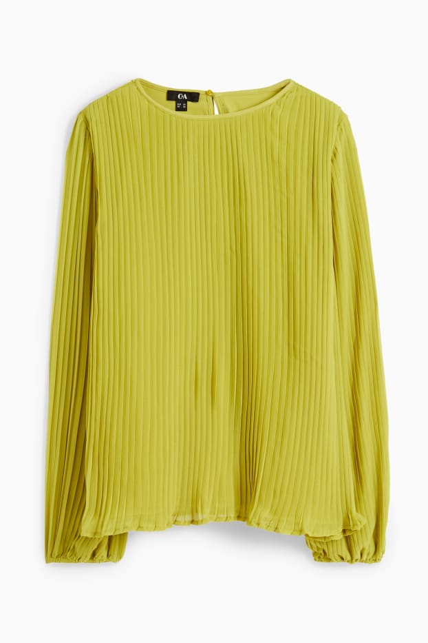Women - Plissé blouse - light green