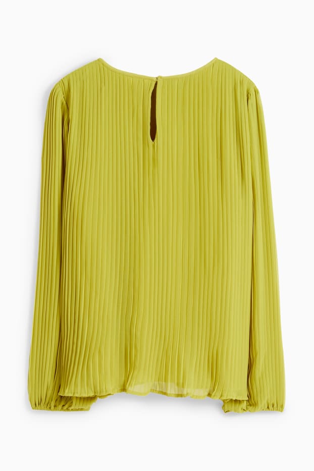 Women - Plissé blouse - light green