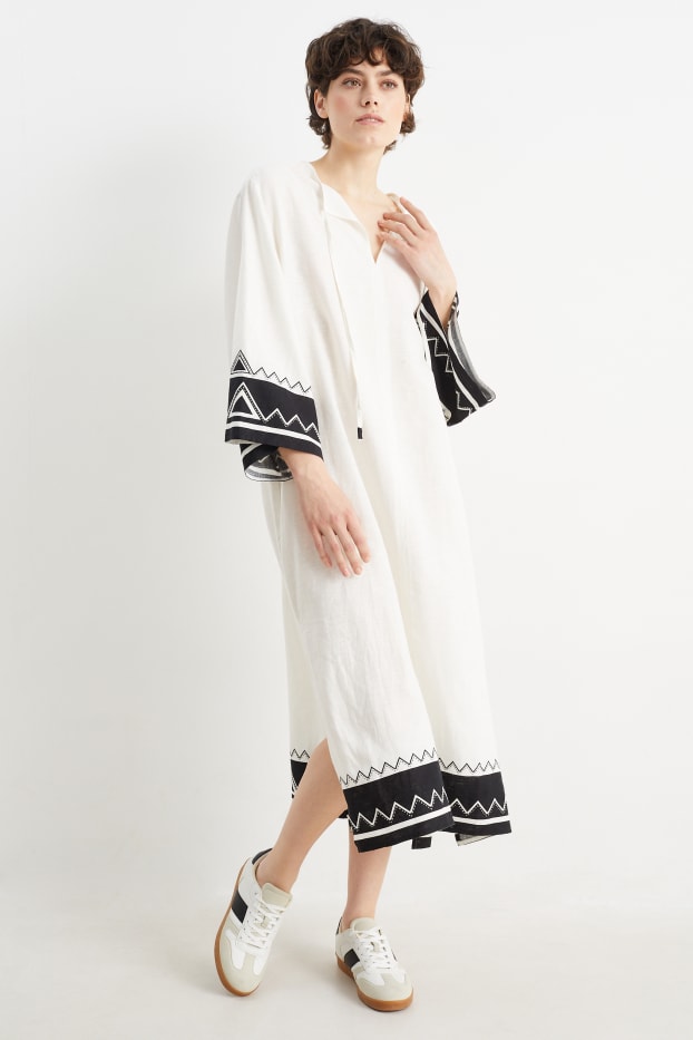 Damen - Rangsutra x C&A - Tunika-Kleid - Leinen-Mix - cremeweiß