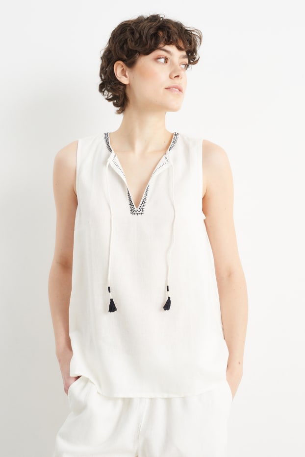 Women - Rangsutra x C&A - blouse top - linen blend - cremewhite