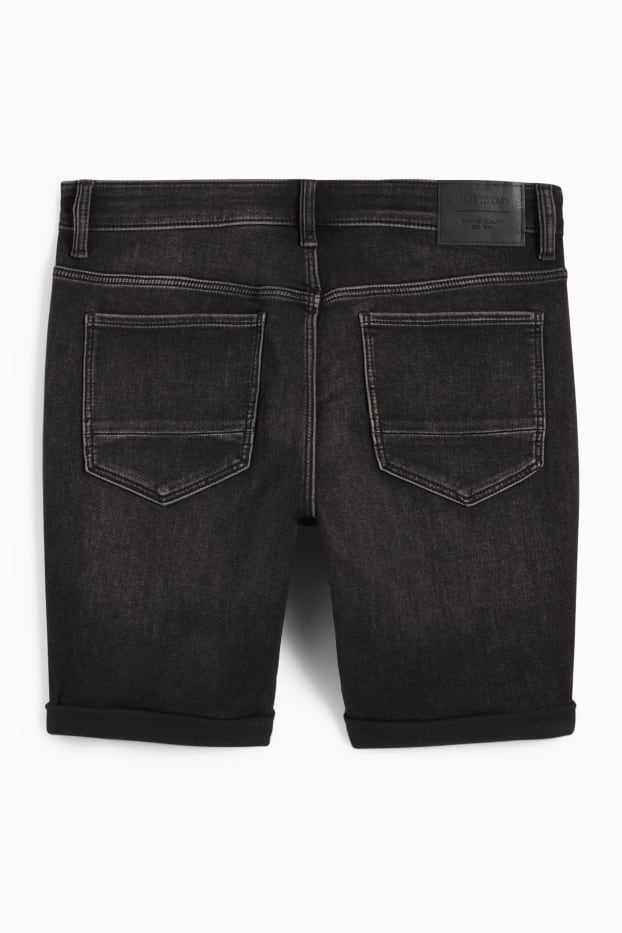 Pánské - Džínové šortky - Flex jog denim - LYCRA® - černá
