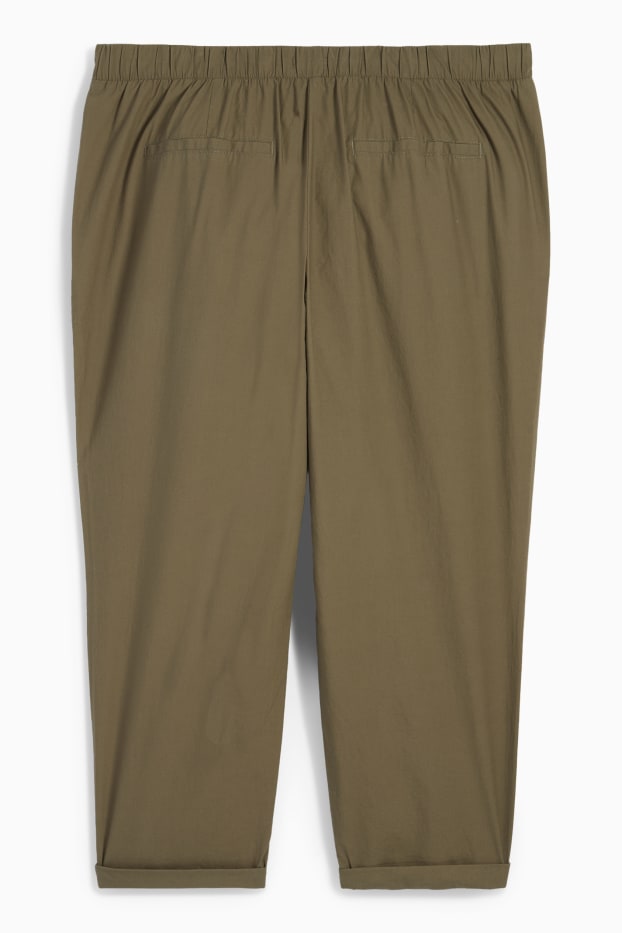 Women - Cloth trousers - mid-rise waist - tapered fit - dark green
