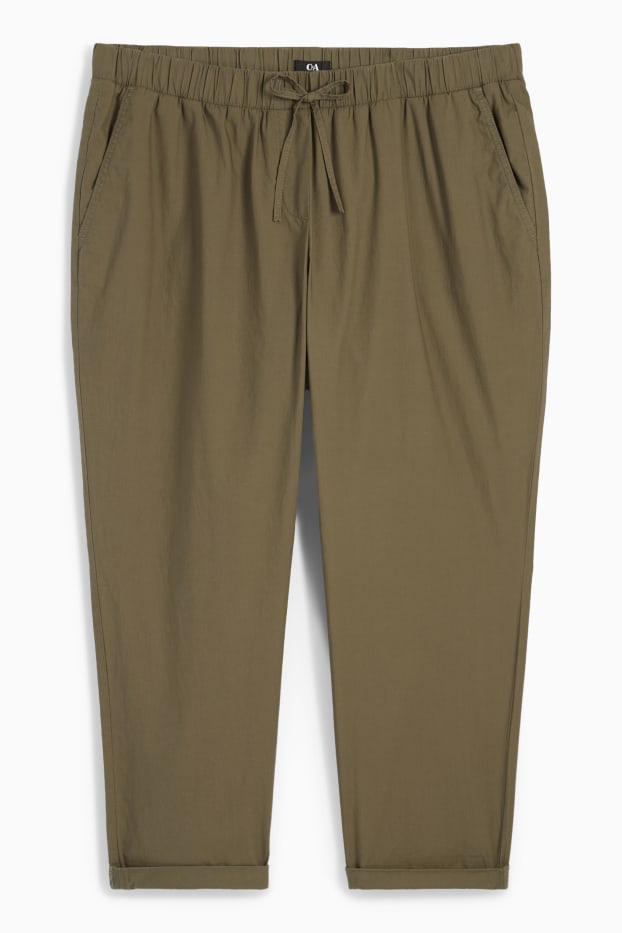 Women - Cloth trousers - mid-rise waist - tapered fit - dark green