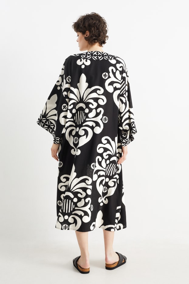 Women - Rangsutra x C&A - kimono - linen blend - patterned - black