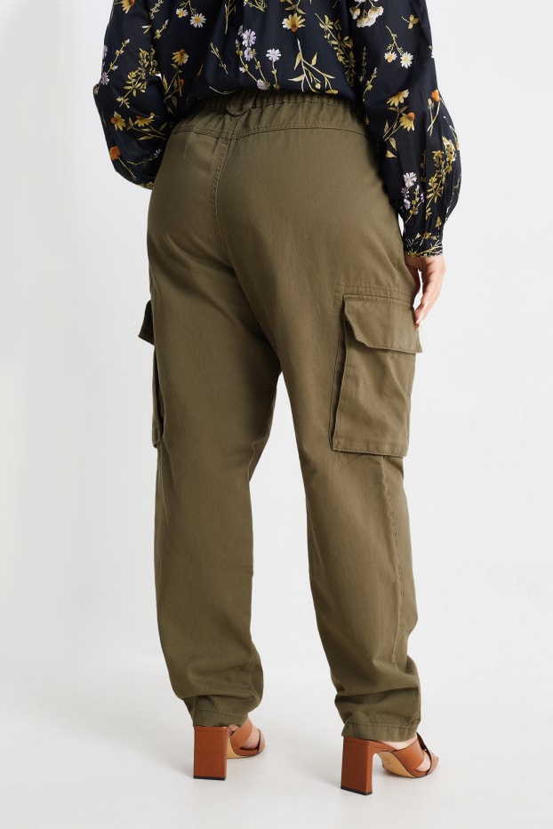 Damen - Cargohose - Mid Waist - Straight Fit - khaki