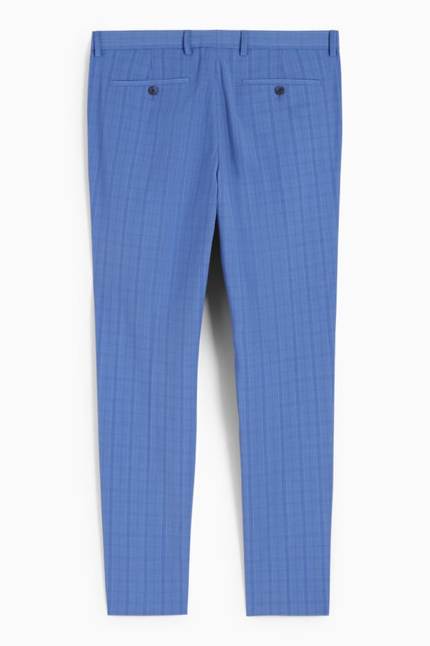 Hombre - Pantalón de vestir - colección modular - slim fit - Flex - 4 Way Stretch - de cuadros - azul