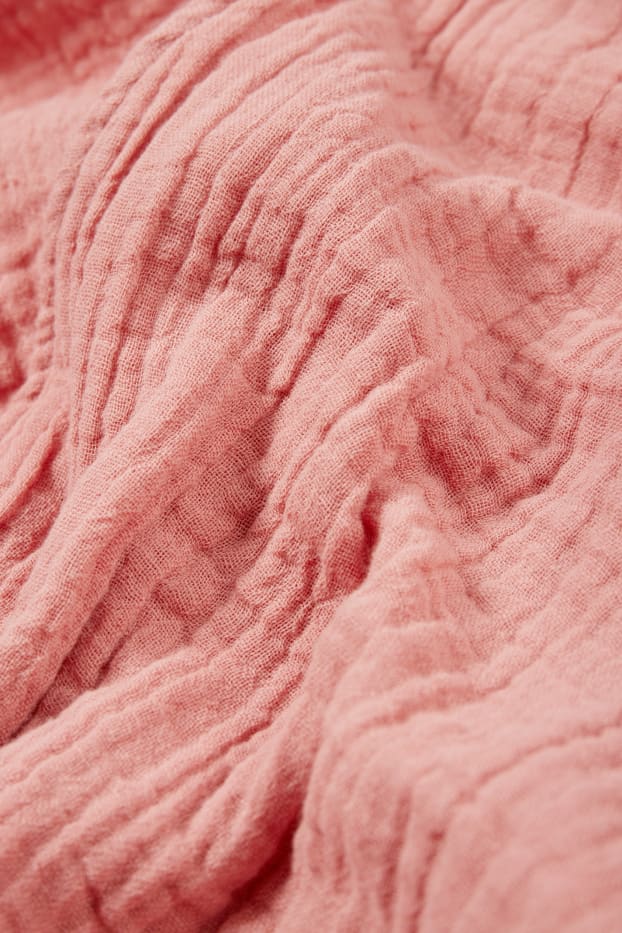 Women - Cropped muslin blouse - dark rose