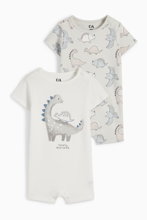 Bebeluși - băieți - Multipack 2 buc. - Dino - pijama salopetă bebeluși - gri deschis