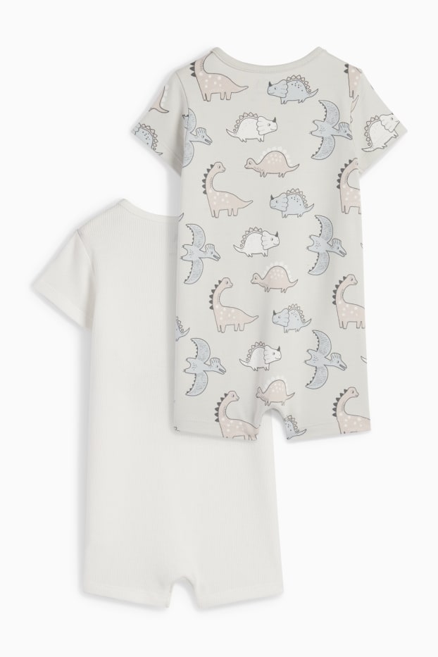 Bebeluși - băieți - Multipack 2 buc. - Dino - pijama salopetă bebeluși - gri deschis