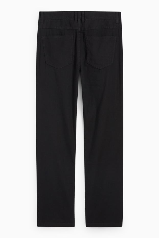 Men - Trousers - regular fit - linen blend - black