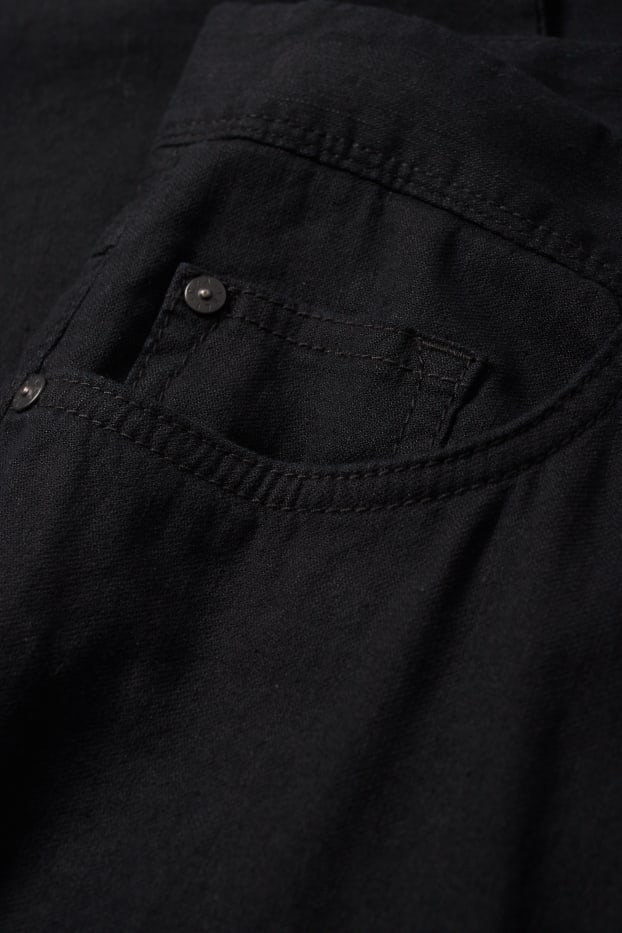Men - Trousers - regular fit - linen blend - black